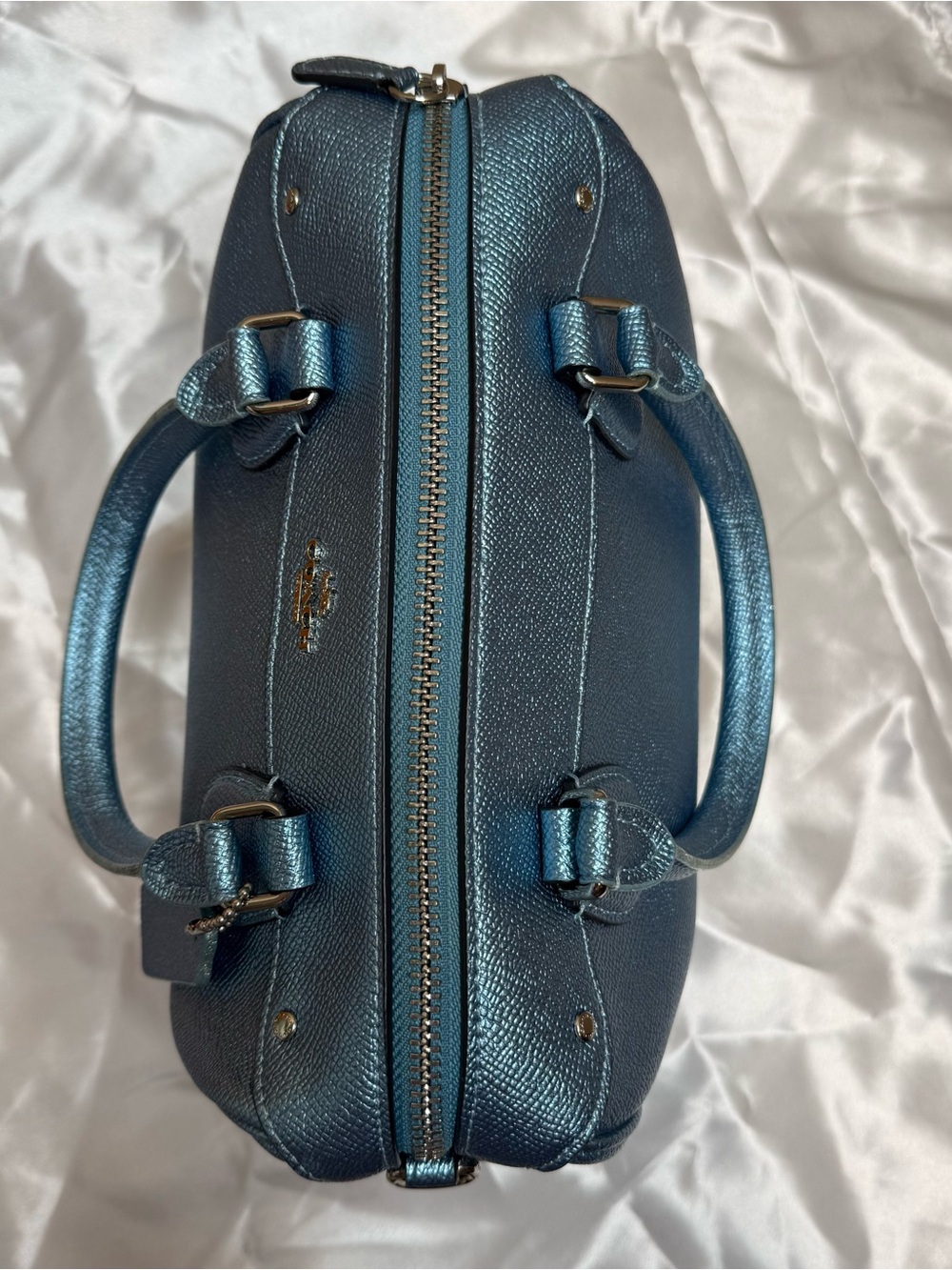 Coach Metallic Blue Mini Bennett Satchel Crossbody Bag Leather - Picture 6 of 15
